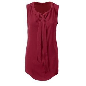 CABI Cinch Top Red Sleeveless Blouse Adjustable Tie
